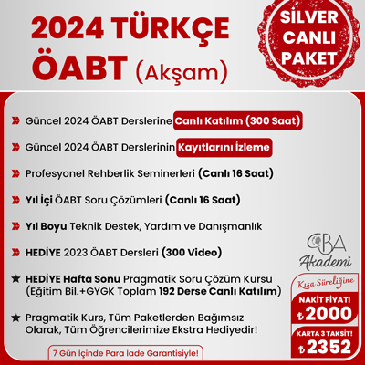 2024 TÜRKÇE ÖABT (Akşam) CANLI DERS (SİLVER PAKET)
