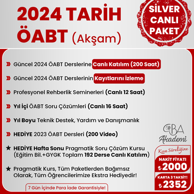 2024 TARİH ÖABT (Akşam) CANLI DERS (SİLVER PAKET)