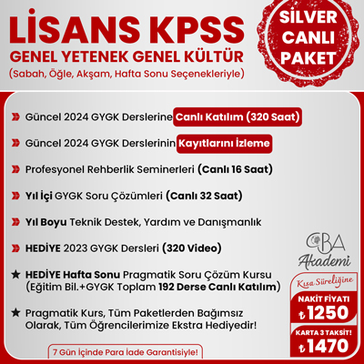 2024 LİSANS KPSS CANLI DERS (SİLVER PAKET)