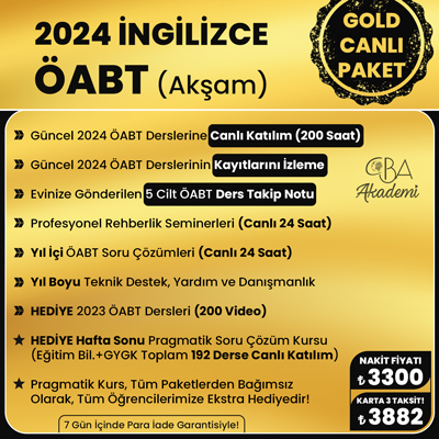 2024 İNGİLİZCE ÖABT (Akşam) CANLI DERS (GOLD PAKET)