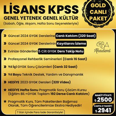 2024 LİSANS KPSS CANLI DERS (GOLD PAKET)
