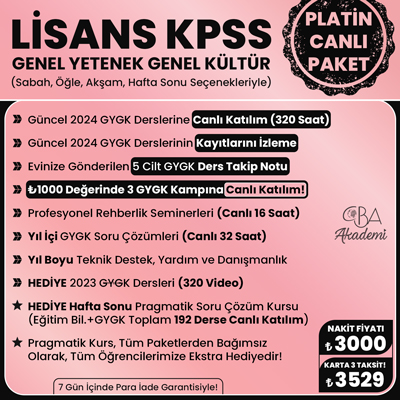 2024 LİSANS KPSS CANLI DERS (PLATİN PAKET)