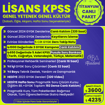 2024 LİSANS KPSS CANLI DERS (TİTANYUM PAKET)