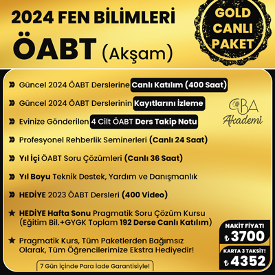 2024 FEN BİLİMLERİ ÖABT (Akşam) CANLI DERS (GOLD PAKET)