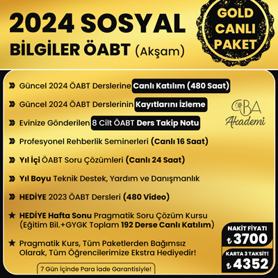 2024 SOSYAL BİLGİLER ÖABT (Akşam) CANLI DERS (GOLD PAKET)
