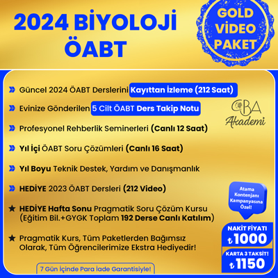 2024 BİYOLOJİ ÖABT VİDEO  DERS (GOLD PAKET)