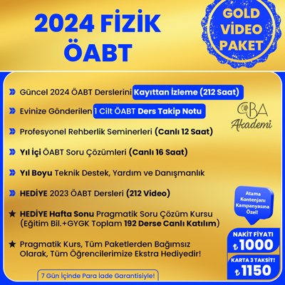 2024 FİZİK ÖABT VİDEO DERS (GOLD PAKET)