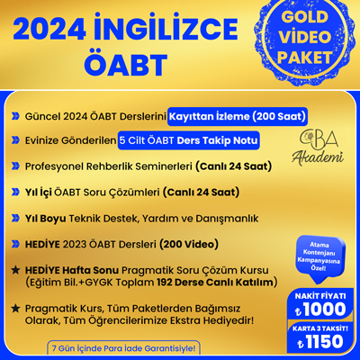 2024 İNGİLİZCE ÖABT VİDEO DERS (GOLD PAKET)