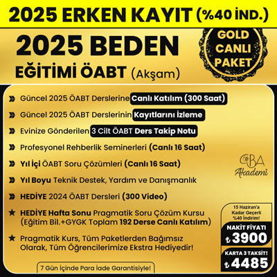 2025 BEDEN EĞİTİMİ ÖABT (Akşam) CANLI DERS (GOLD PAKET)