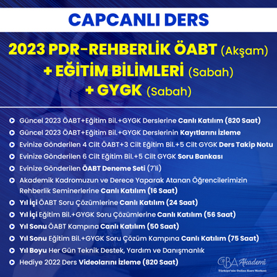 2023 PDR REHBERLİK ÖABT (Akşam) + EĞİTİM BİL. + GYGK (Sabah) CANLI DERS
