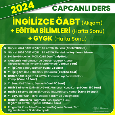 2024 İNGİLİZCE ÖABT (Akşam) + EĞİTİM BİL. + GYGK (Hafta Sonu) CANLI DERS
