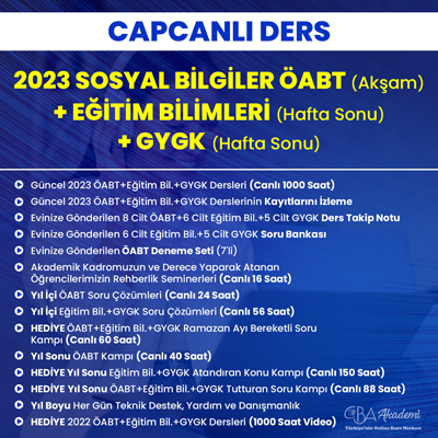 2023 SOSYAL BİLGİLER ÖABT (Akşam) + EĞİTİM BİL. + GYGK (Hafta Sonu) CANLI DERS