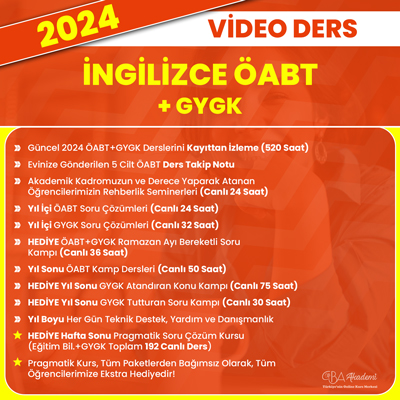 2024 İNGİLİZCE ÖABT + GYGK VİDEO DERS