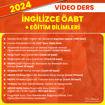 2024 İNGİLİZCE ÖABT + EĞİTİM BİL. VİDEO DERS