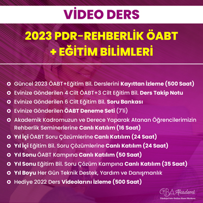 2023 PDR REHBERLİK ÖABT + EĞİTİM BİL. VİDEO DERS