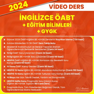 2024 İNGİLİZCE ÖABT + EĞİTİM BİL. + GYGK VİDEO DERS