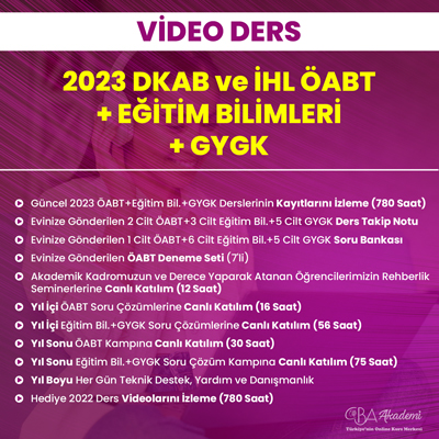 2023 DKAB + İHL ÖABT + EĞİTİM BİL. + GYGK VİDEO DERS