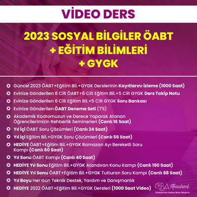 2023 SOSYAL BİLGİLER ÖABT + EĞİTİM BİL. + GYGK VİDEO DERS