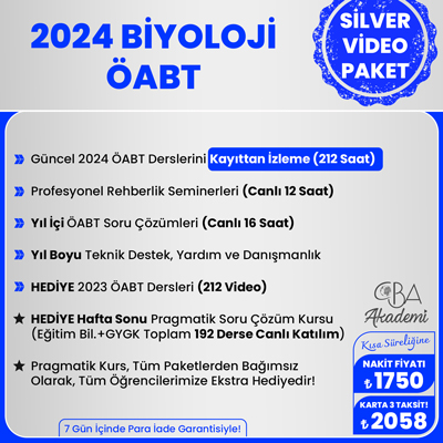 2024 BİYOLOJİ ÖABT VİDEO DERS (SİLVER PAKET)