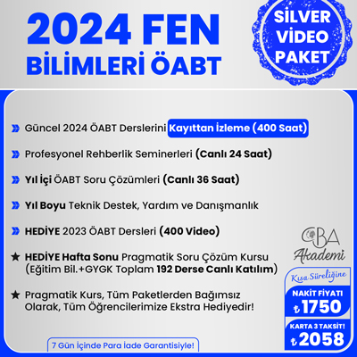 2024 FEN BİLİMLERİ ÖABT VİDEO DERS (SİLVER PAKET)