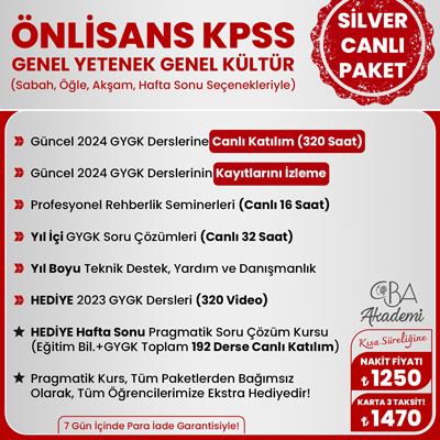 2024 ÖNLİSANS KPSS CANLI DERS (SİLVER PAKET)