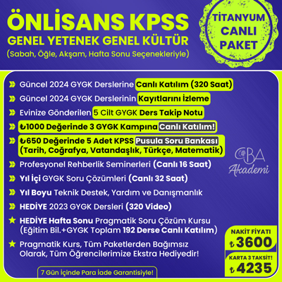 2024 ÖNLİSANS KPSS CANLI DERS (TİTANYUM PAKET)