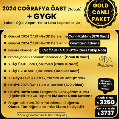 2024 COĞRAFYA ÖABT (Sabah) + GYGK CANLI DERS (GOLD PAKET)