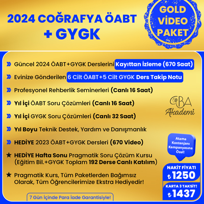 2024 COĞRAFYA ÖABT + GYGK VİDEO DERS (GOLD PAKET)