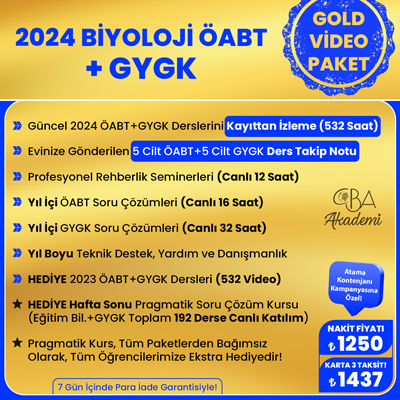 2024 BİYOLOJİ ÖABT + GYGK VİDEO  DERS (GOLD PAKET)