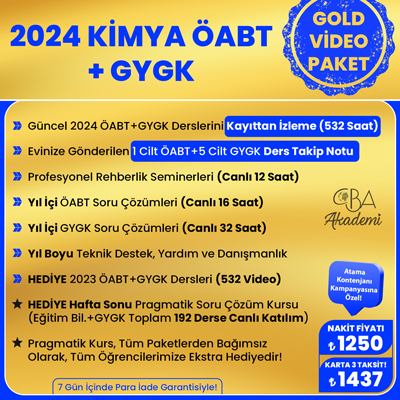 2024 KİMYA ÖABT + GYGK VİDEO DERS (GOLD PAKET)