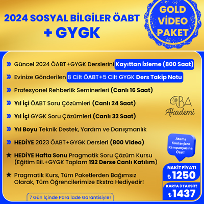 2024 SOSYAL BİLGİLER ÖABT + GYGK VİDEO DERS (GOLD PAKET)