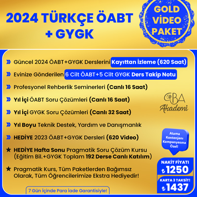2024 TÜRKÇE ÖABT + GYGK VİDEO DERS (GOLD PAKET)