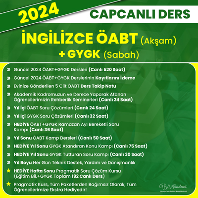 2024 İNGİLİZCE ÖABT (Akşam) + GYGK (Sabah 1. Grup) CANLI DERS