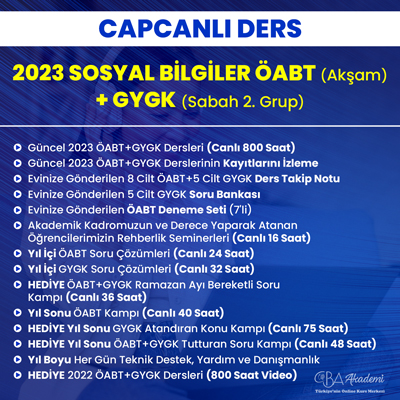 2023 SOSYAL BİLGİLER ÖABT (Akşam) + GYGK (Sabah 2. Grup) CANLI DERS