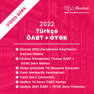 2022 Türkçe	ÖABT + GYGK VİDEO DERS
