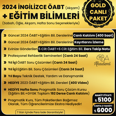 2024 İNGİLİZCE ÖABT (Akşam) + EĞİTİM BİL. CANLI DERS (GOLD PAKET)