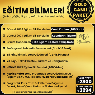 2024 EĞİTİM BİLİMLERİ CANLI DERS (GOLD PAKET)