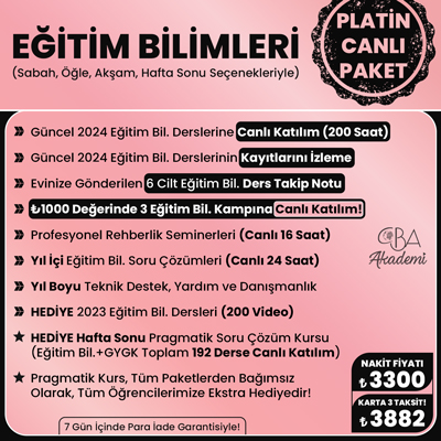 2024 EĞİTİM BİLİMLERİ CANLI DERS (PLATİN PAKET)