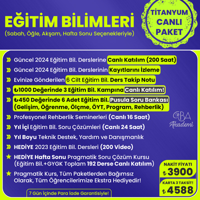 2024 EĞİTİM BİLİMLERİ CANLI DERS (TİTANYUM PAKET)