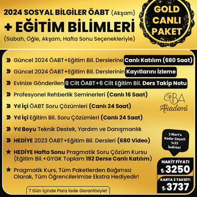 2024 SOSYAL BİLGİLER ÖABT (Akşam) + EĞİTİM BİL. CANLI DERS (GOLD PAKET)