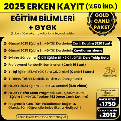 2025 EĞİTİM BİLİMLERİ + GYGK CANLI DERS (GOLD PAKET)