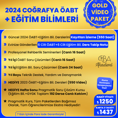 2024 COĞRAFYA ÖABT + EĞİTİM BİL. VİDEO DERS (GOLD PAKET)