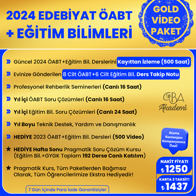 2024 EDEBİYAT ÖABT + EĞİTİM BİL. VİDEO DERS (GOLD PAKET)