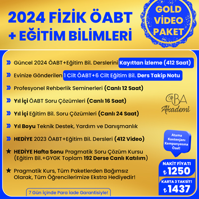 2024 FİZİK ÖABT + EĞİTİM BİL. VİDEO DERS (GOLD PAKET)