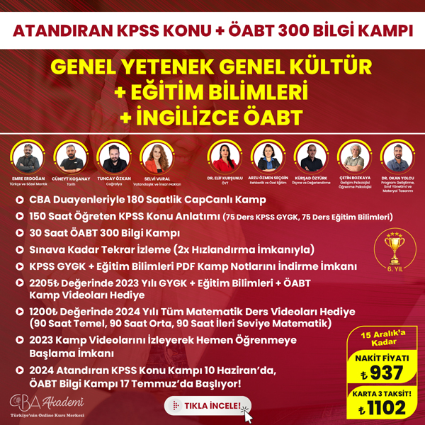 2024 KPSS GYGK, Eğitim Bilimleri Atandıran Konu ve İngilizce ÖABT 300 Bilgi Kampı