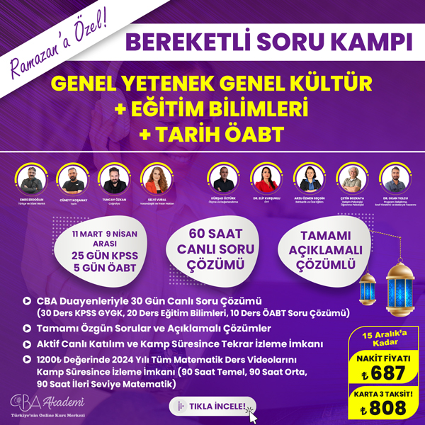 2024 KPSS GYGK, Eğitim Bilimleri ve Tarih ÖABT Ramazan Soru Kampı
