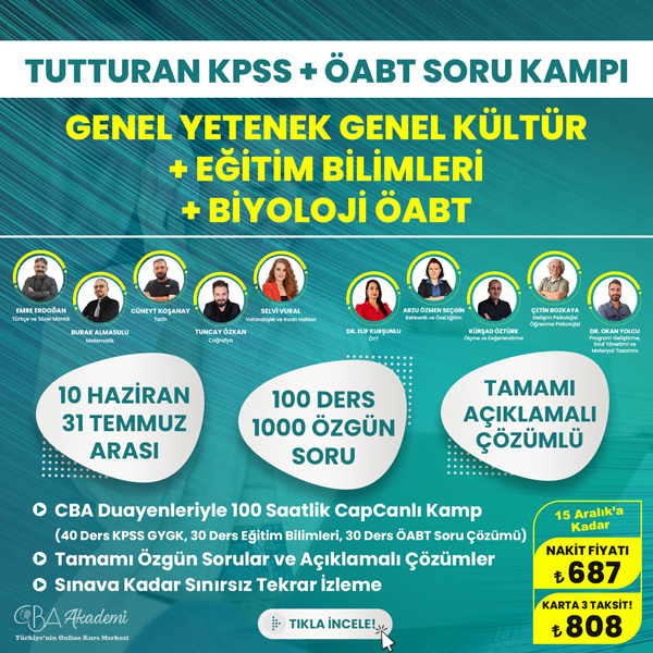 2024 KPSS GYGK, Eğitim Bilimleri ve Biyoloji ÖABT Tutturan Soru Kampı