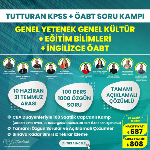2024 KPSS GYGK, Eğitim Bilimleri ve İngilizce ÖABT Tutturan Soru Kampı