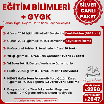 2024 EĞİTİM BİLİMLERİ + GYGK CANLI DERS (SİLVER PAKET)