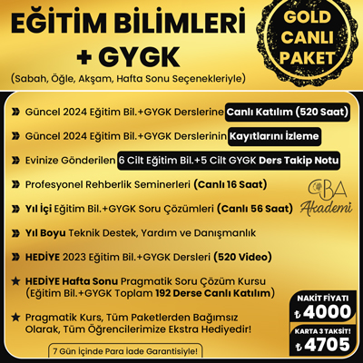 2024 EĞİTİM BİLİMLERİ + GYGK CANLI DERS (GOLD PAKET)